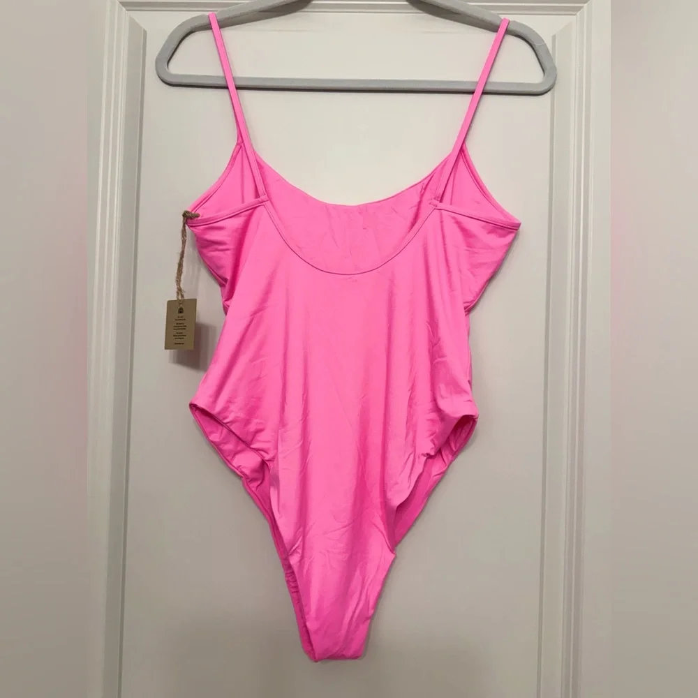 NWT Toast Swim Free People Solid High Cut Pink One Piece Swimsuit - XL - Picture 5 of 9